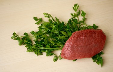 Beef parsley on the table
