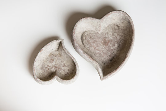 stone bowls in cut shape hearts.