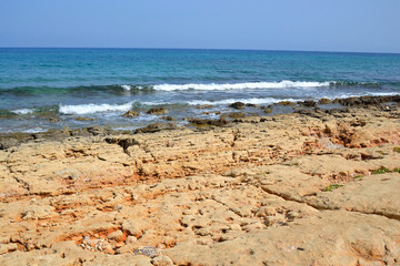 Rocks on the coast of Aegean Sea.