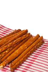 Salted sticks on the kitchen tablecloth