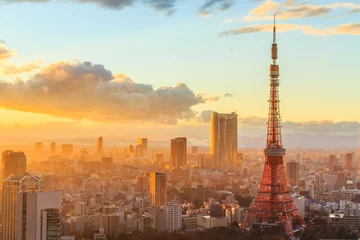 Fotobehang Tokio panoramisch uitzicht over Osaka vanaf de bovenste verdieping van het hoogste gebouw
