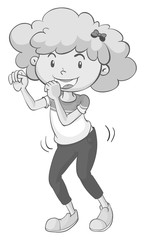 Happy lady dancing alone