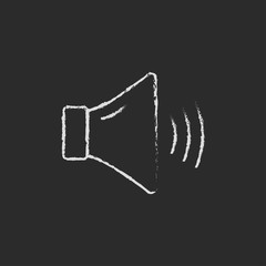 High speaker volume icon drawn in chalk.