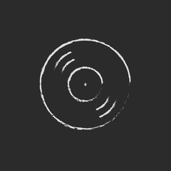 Disc icon drawn in chalk.