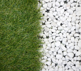 synthesis grass with white pebbles