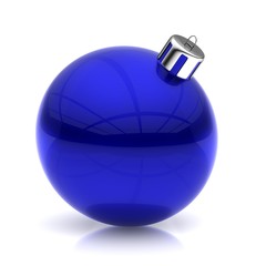 Blue Christmas ball on white