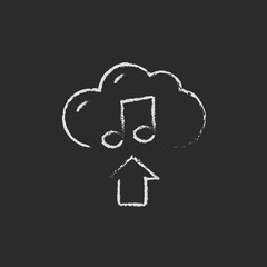 Upload music icon drawn in chalk.