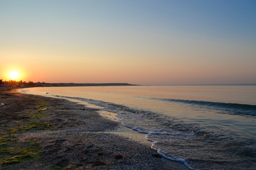 Sunrise on the sea. Dawn in Odessa