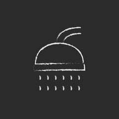 Shower icon drawn in chalk.