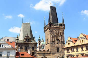 Obraz premium Lesser Town Bridge Tower and Judith's tower of Charles Bridge, Prague
