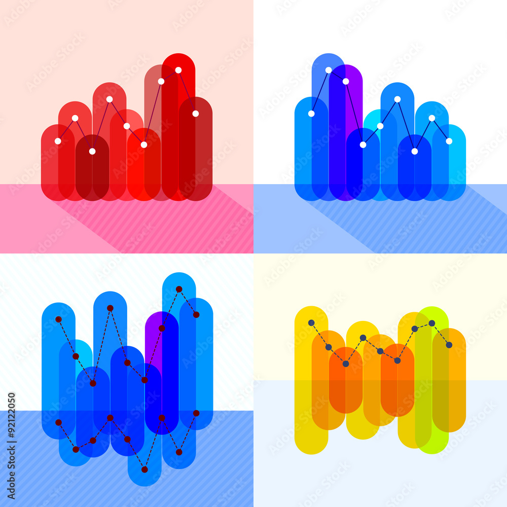 Poster infographics set with overlapping bars