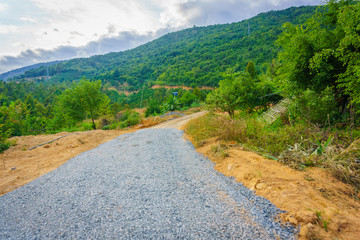 Stone road through the hill
