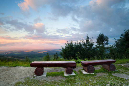 Bench at the mountains
