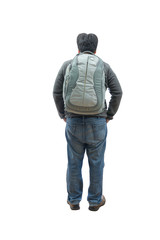 Fototapeta premium portrait of a man traveling with suitcase and bag