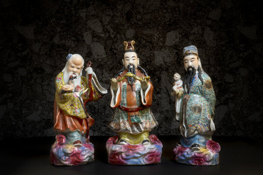 Still life of Three Chinese lucky gods