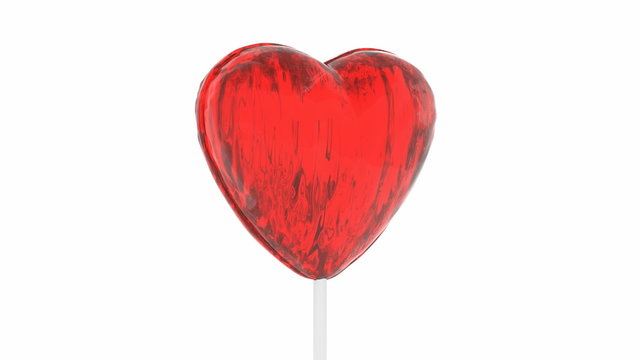 Lollipop heart 3D animation with alpha mask, loop-able