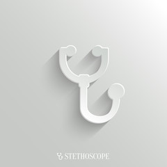 Stethoscope icon - vector white app button