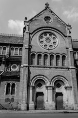 Part of Duc Ba Church. Black and white
