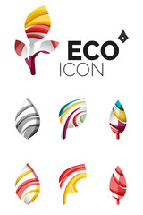 Set of abstract eco leaf icons, business logotype nature