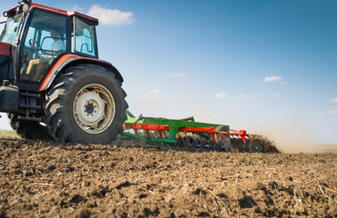 Tractor plowing