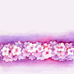 Watercolor Pink Flower Vector Borderters