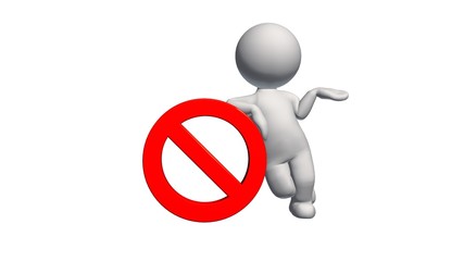 3D People with stop sign  - isolated on white background