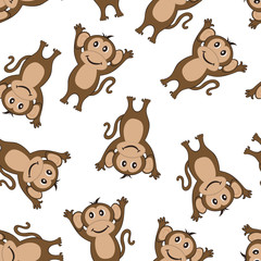 Seamless Funny Cartoon Monkey