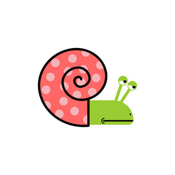 Sad Snail. Gastropods with spiral shell. Vector illustration car