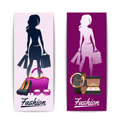 Women shopping vertical banners