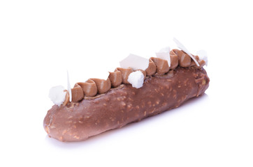 chocolate donuts on white background