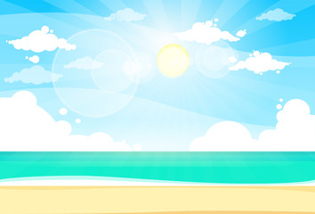 Fototapeta na wymiar Sea Shore Sand Beach Summer Vacation Blue Sky Sun