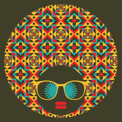 Black head woman with strange hair.