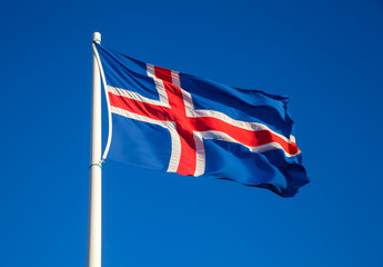 Fluttering Icelandic flag