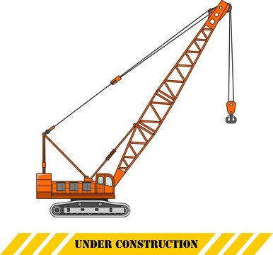 Crane. Heavy construction machines. Vector illustration