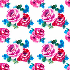 Watercolor rose pattern