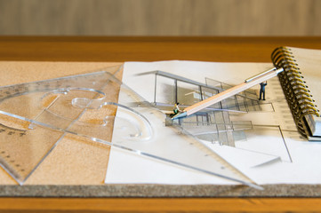 Miniature people drawing Architectural.