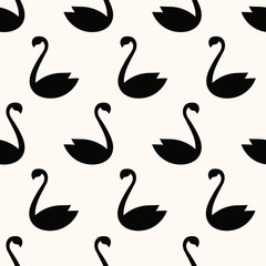 Cotton fabric seamless swan pattern