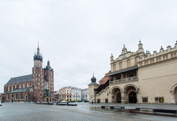 Saint Mary Basilica and Main Square in Krakow.