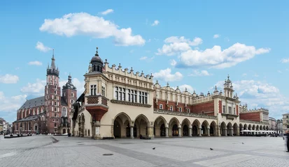 Fotobehang Saint Mary Basilica and Main Square in Krakow. © volff