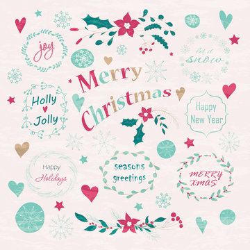 Set of Christmas and New Year's graphic elements