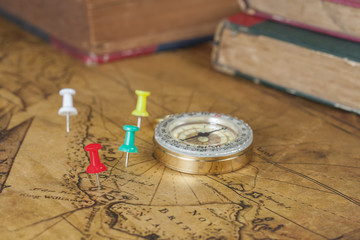 pins on old map