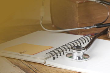 Stethoscope on text book