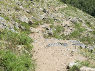 Trail in the mountains between stones.