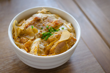 Katsudon - Japanese breaded deep fried pork cutlet
