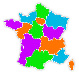 Obraz premium carte des régions de France 13 régions