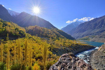 Autumn at Ghizer Valley. Northern Area Pakistan.