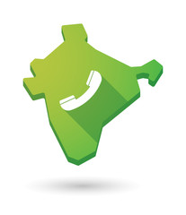 Long shadow India map icon with a phone