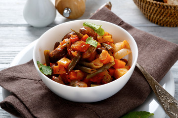 Vegetables stewing in the oven