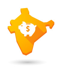 Obraz premium Long shadow India map icon with a piggy bank