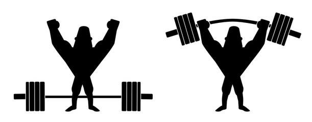 Sportsman lifting heavy barbell. Silhouette